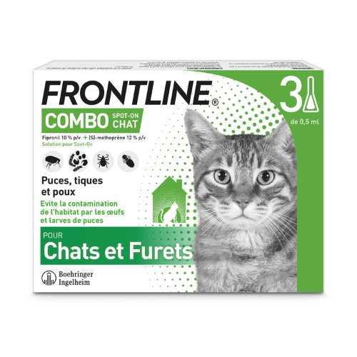 Boîte de 3 pipettes Frontline Combo Spot-On pour chats et furets