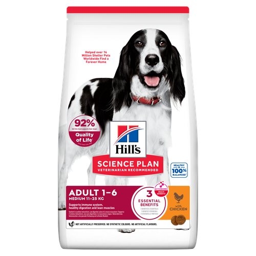 Sac de croquettes Hill's Science Plan Adult 1-6 Medium au poulet pour chien de 11 à 25 kg