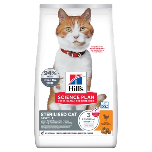 Sac de croquettes Hill's Science Plan Sterilised Cat Adult 1-6 au poulet pour chat stérilisé