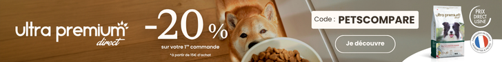 Ultra Premium Direct — Alimentation premium pour chien et chat · Code PETSCOMPARE -20%